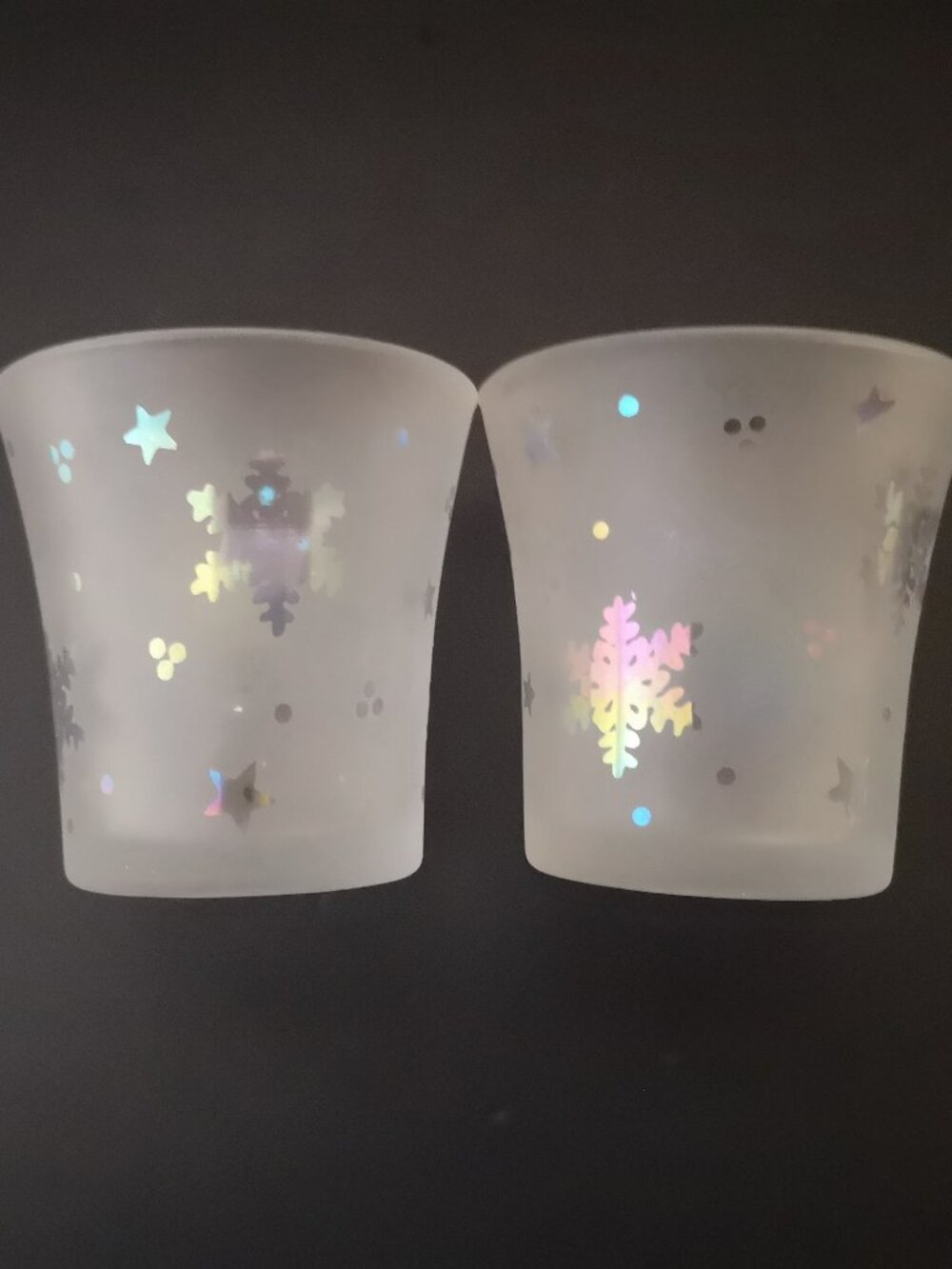 PartyLite Set of 2 Snowy Nights Votive Holders NIB #P7278 Frosted & Clear Glass